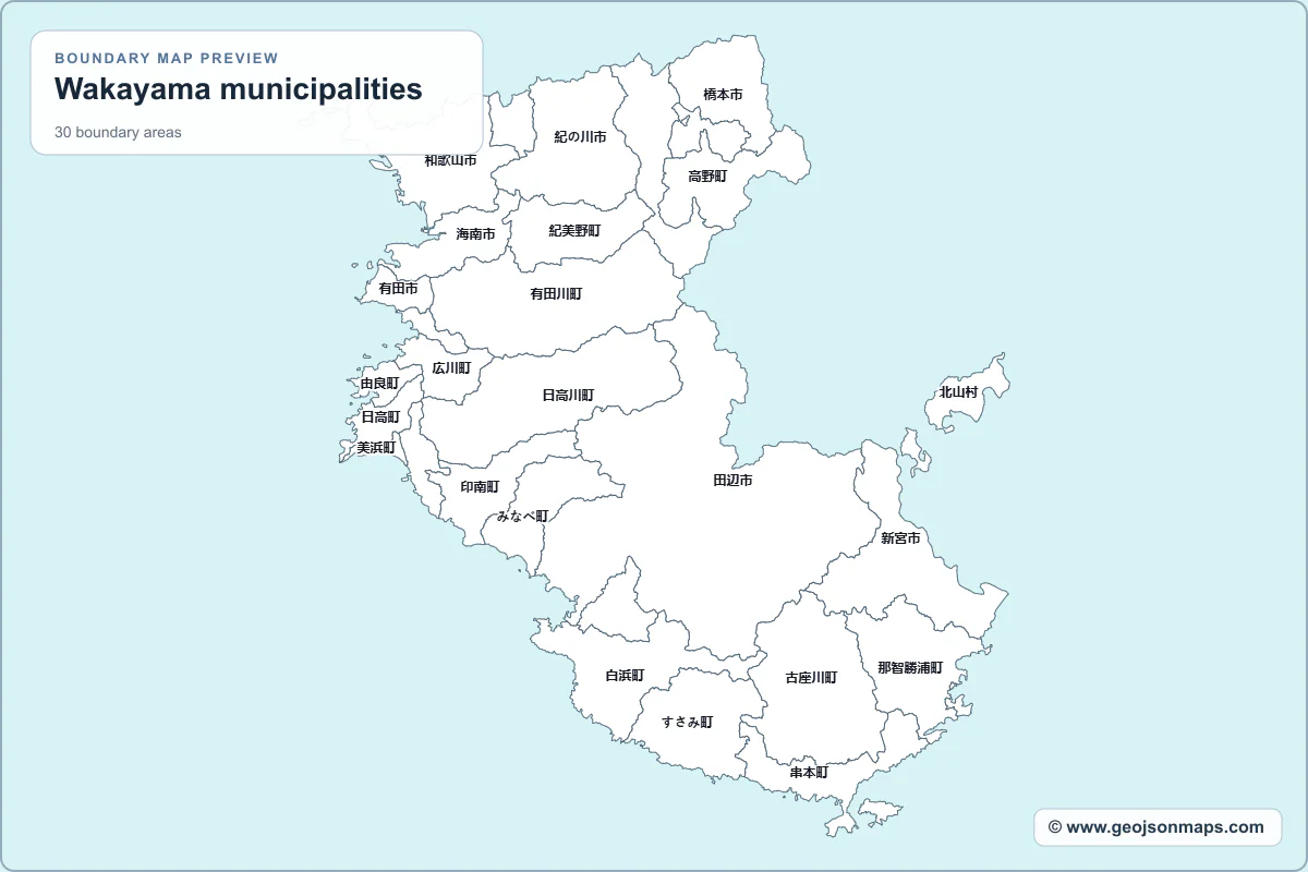 Preview of Wakayama municipalities map