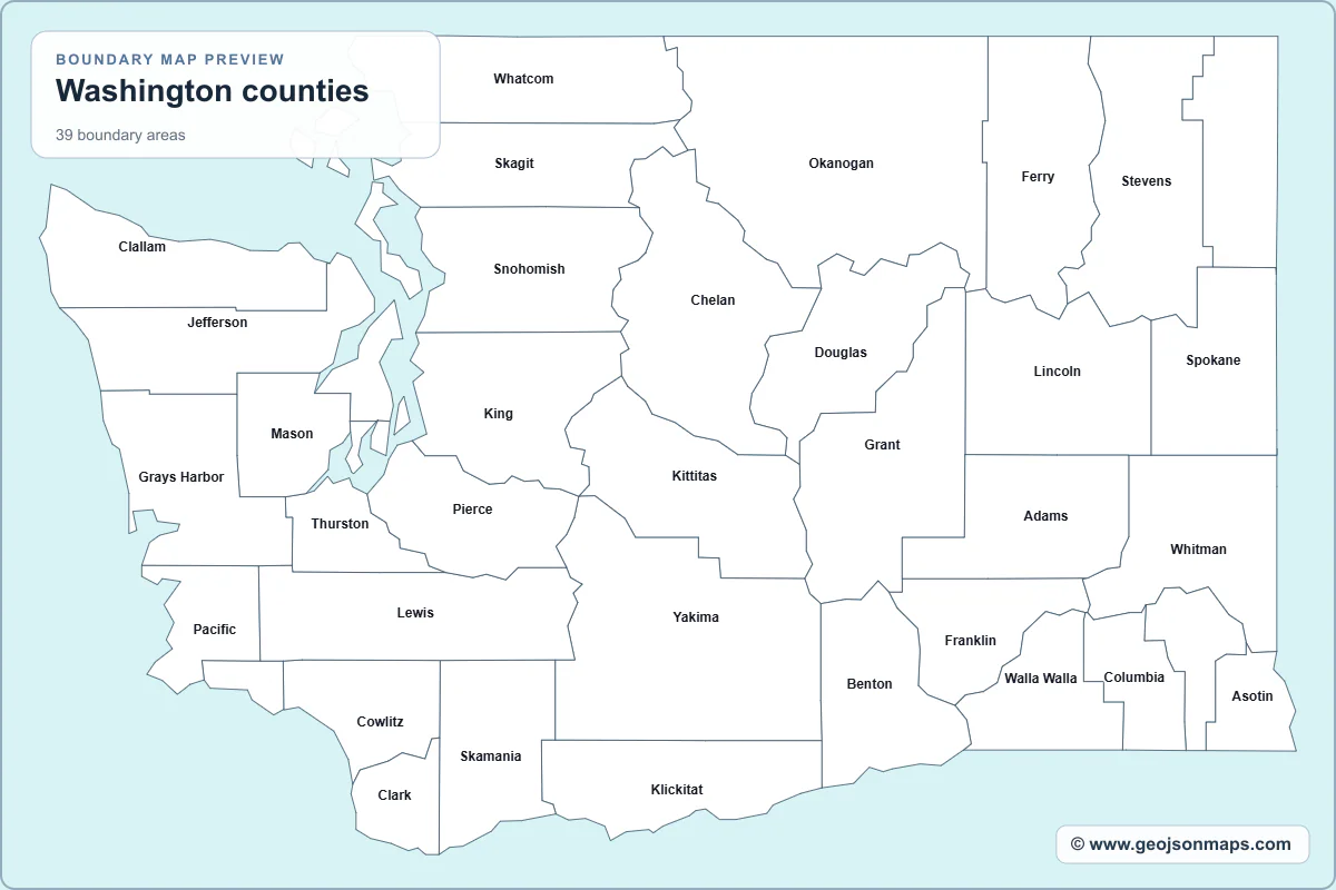 Preview of Washington counties map
