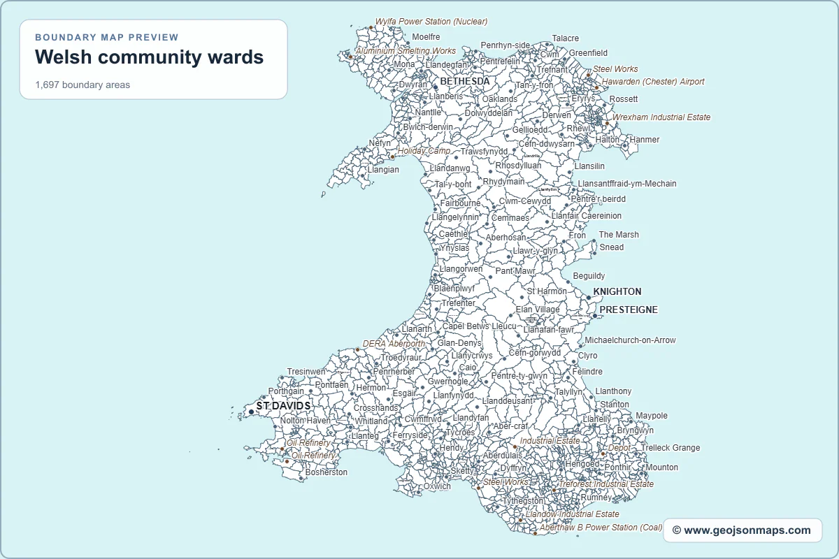 Preview of Welsh community wards map