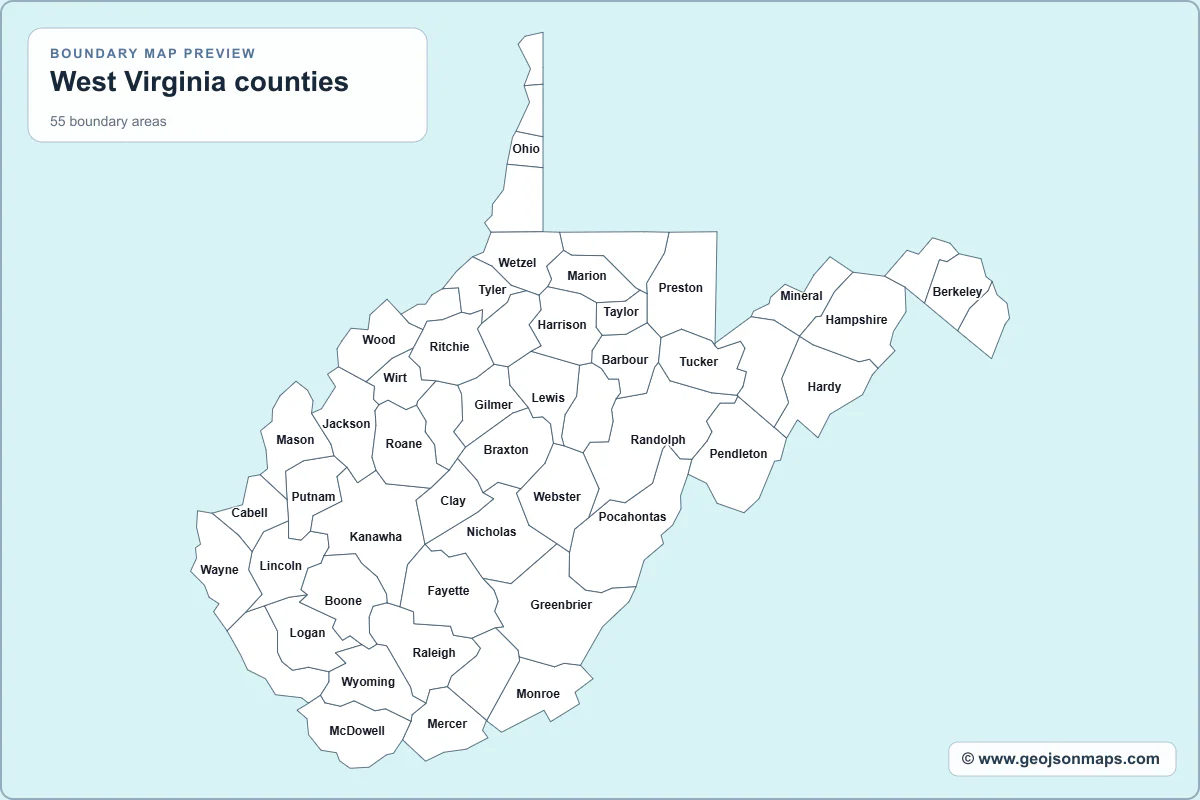 Preview of West Virginia counties map