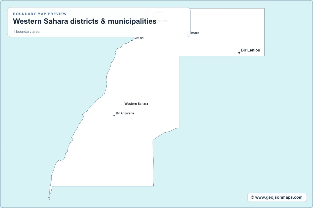 Preview of Western Sahara districts & municipalities map