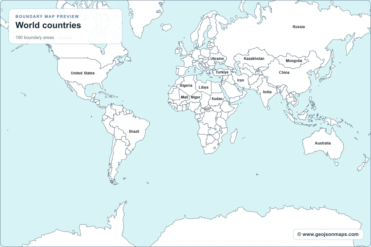 Preview of World countries map