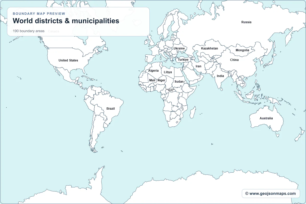 Preview of World districts & municipalities map