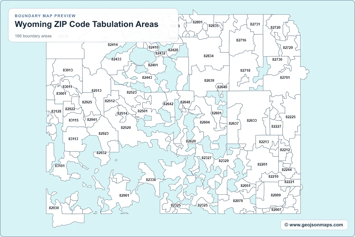 Preview of Wyoming ZIP Code Tabulation Areas map