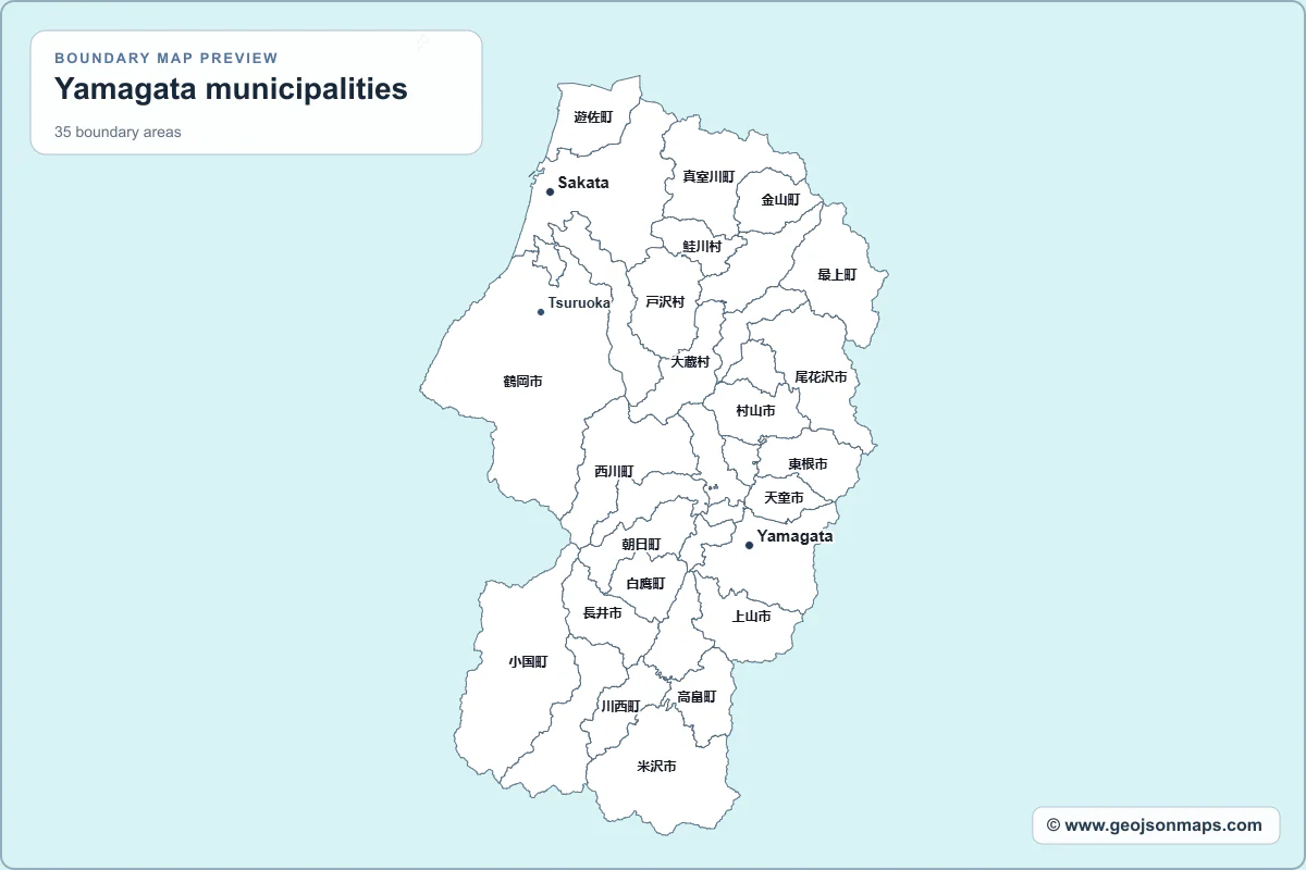Preview of Yamagata municipalities map