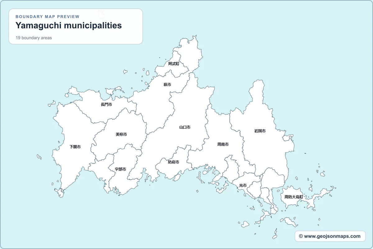 Preview of Yamaguchi municipalities map