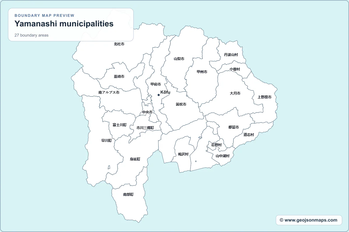 Preview of Yamanashi municipalities map