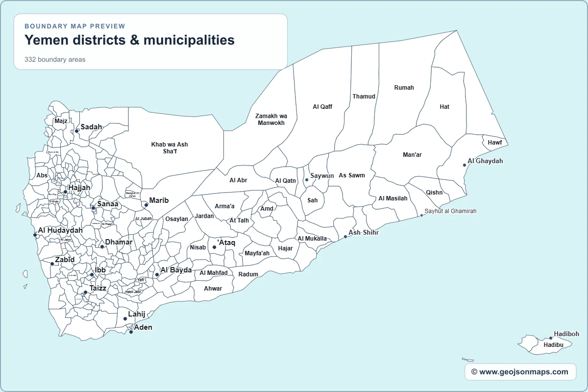 Preview of Yemen districts & municipalities map
