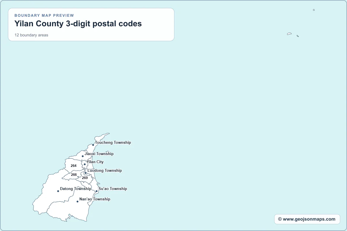 Preview of Yilan County 3-digit postal codes map