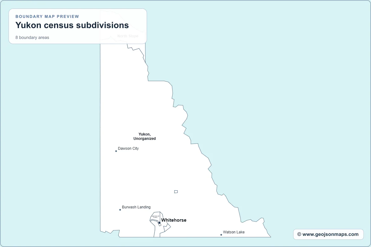 Preview of Yukon census subdivisions map
