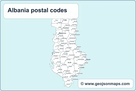 Preview of Albania postal codes map