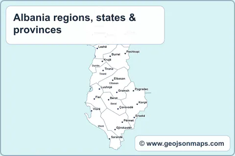 Preview of Albania regions, states & provinces map