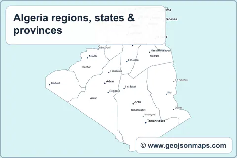 Preview of Algeria regions, states & provinces map