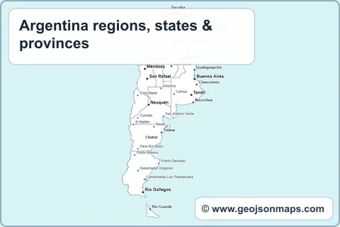 Preview of Argentina regions, states & provinces map
