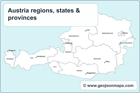 Preview of Austria regions, states & provinces map