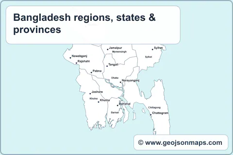 Preview of Bangladesh regions, states & provinces map