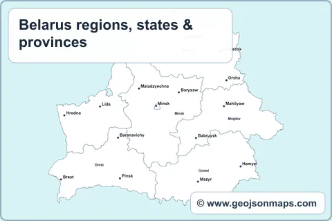 Preview of Belarus regions, states & provinces map