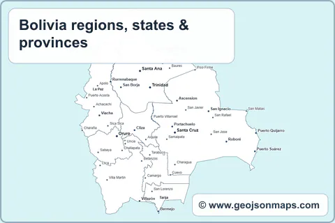 Preview of Bolivia regions, states & provinces map