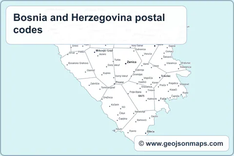 Preview of Bosnia and Herzegovina postal codes map