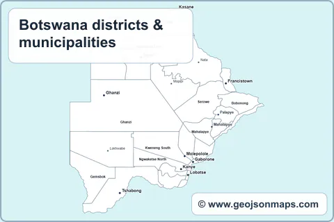 Preview of Botswana districts & municipalities map