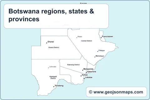 Preview of Botswana regions, states & provinces map