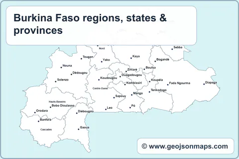 Preview of Burkina Faso regions, states & provinces map