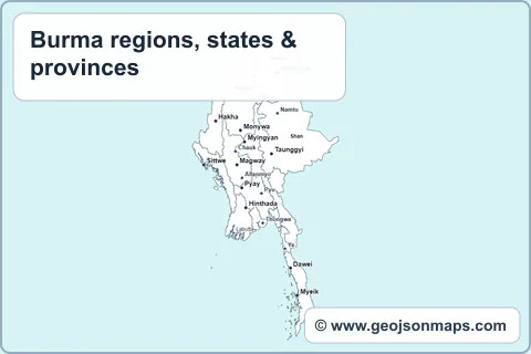 Preview of Burma regions, states & provinces map