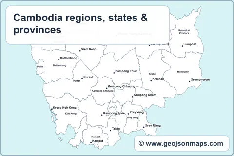 Preview of Cambodia regions, states & provinces map