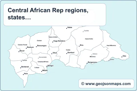 Preview of Central African Rep regions, states & provinces map