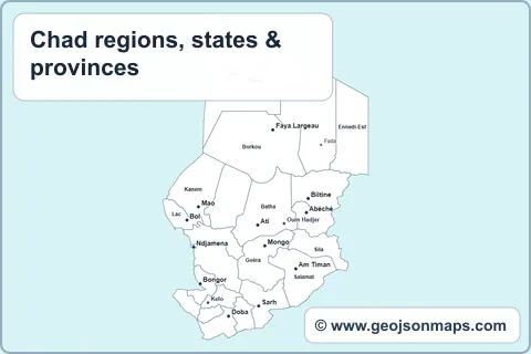 Preview of Chad regions, states & provinces map