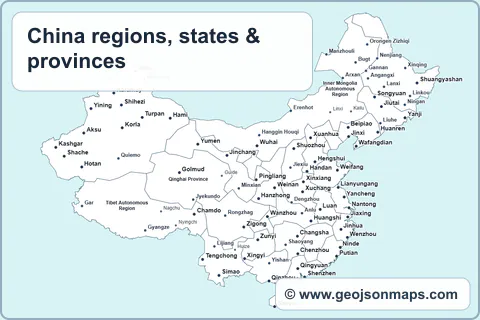 Preview of China regions, states & provinces map