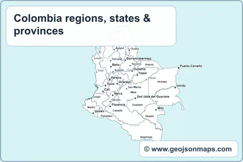 Preview of Colombia regions, states & provinces map
