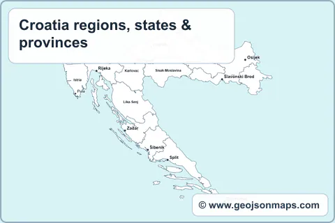 Preview of Croatia regions, states & provinces map