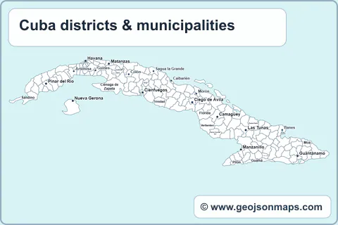 Preview of Cuba districts & municipalities map