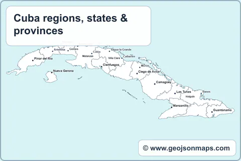 Preview of Cuba regions, states & provinces map