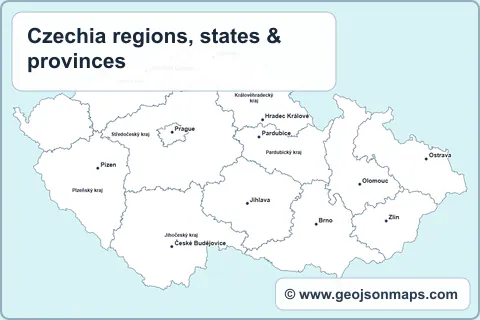 Preview of Czechia regions, states & provinces map