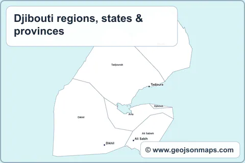 Preview of Djibouti regions, states & provinces map