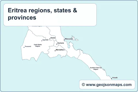 Preview of Eritrea regions, states & provinces map