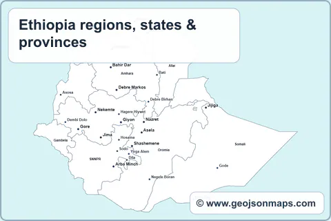 Preview of Ethiopia regions, states & provinces map