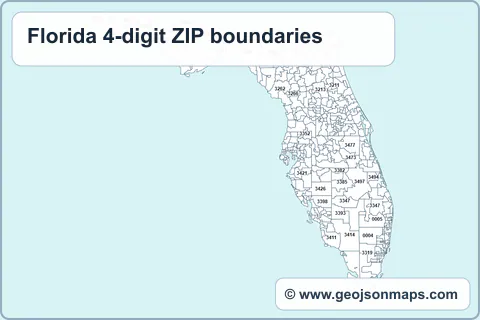 Preview of Florida 4-digit ZIP boundaries map