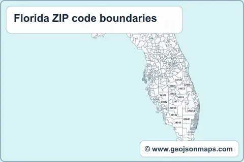 Preview of Florida ZIP code boundaries map