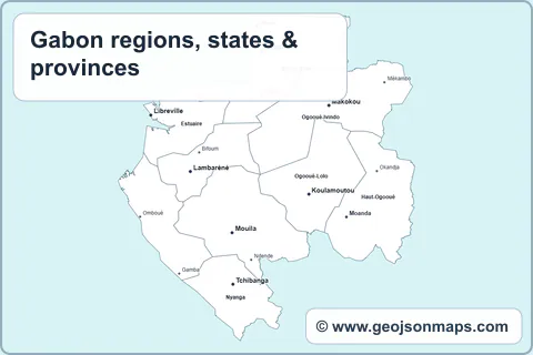 Preview of Gabon regions, states & provinces map