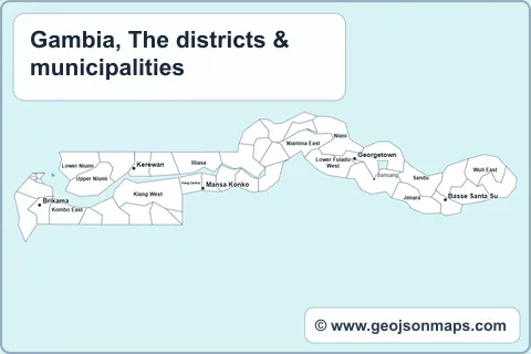 Preview of Gambia, The districts & municipalities map
