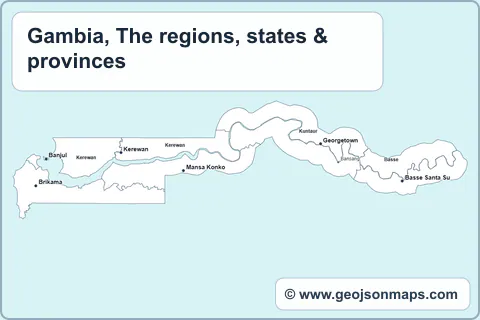 Preview of Gambia, The regions, states & provinces map