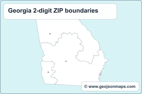 Preview of Georgia 2-digit ZIP boundaries map