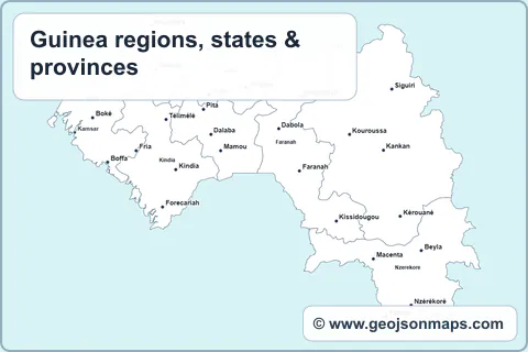 Preview of Guinea regions, states & provinces map
