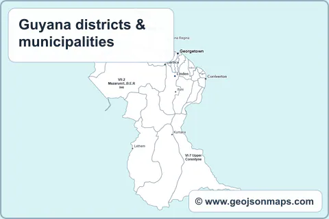 Preview of Guyana districts & municipalities map