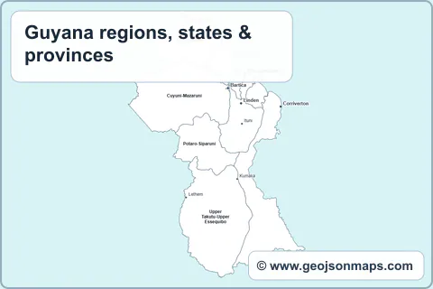 Preview of Guyana regions, states & provinces map