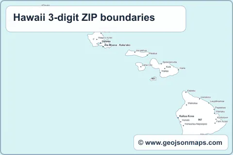 Preview of Hawaii 3-digit ZIP boundaries map