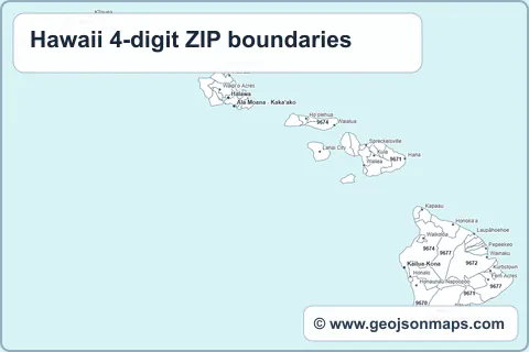 Preview of Hawaii 4-digit ZIP boundaries map